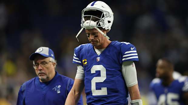 Nov 28, 2022; Indianapolis, Indiana, USA; Indianapolis Colts quarterback Matt Ryan (2) walks off the field following the game against the Pittsburgh Steelers at Lucas Oil Stadium.